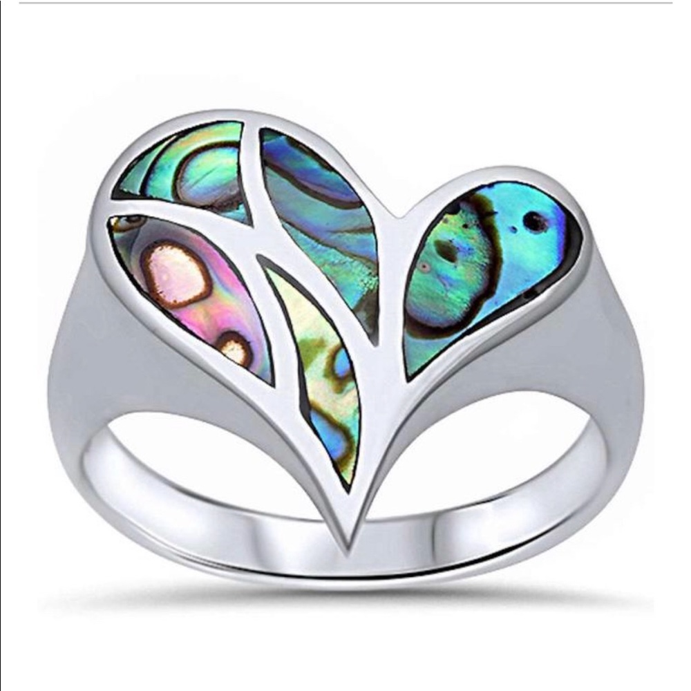 Abalone Shell Heart .925 Sterling Silver Ring